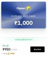 Flipkart Gift Card Voucher at 5% Discount on Cred