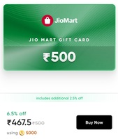 JioMart Gift Card Voucher at 6.5% Discount on Cred 