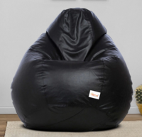 Classic XXL Leatherette Bean Bag with Beans in Jet Black Colour