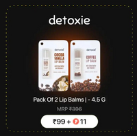 POP UPI: Detoxie Pack Of 2 Lip Balms | Coffee & Cocoa Vanilla With Shea Butter, Vitamin E And Liquorice- 4.5 G (pack Of 2)