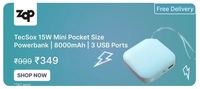 Tecsox Powerbank 8000mah 15W Mini Pocket Size 3 USB Port
