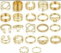 Shining Diva Fashion 22pcs Latest Stylish Stackable Kunckle Rings Set for Women and Girls Butterfly Heart Boho Gold and Silver Plated Rings

