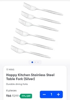 Happy Kitchen Stainless Steel Table Fork (Silver)