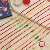 RAJKRITI Combo of 10 Dora Rakhi Set for Brother, Bhaiya, Bhabhi for Rakhi/Rakshabandhan with Roli Chawal & Greeting Card | Premium Rakhi Hamper RKHMPR10