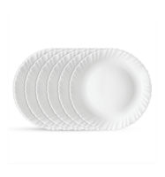 Larah by Borosil Opalware Full Plate Set  for Gifting Dining (10" Inch, White, Pack of 6) 