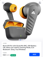 Boult X10 Pro with Quad Mic ENC, 45H Battery Life, 50ms Low Latency Gaming Mode, 5.3v Bluetooth  (Grey, True Wireless) Available Gurgaon 