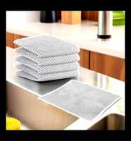 Kuber Industries Double Layered Non-Scratch Wire Dish Cloth for Kitchen/Stove Cleaning (Silver, Pack of 5) 