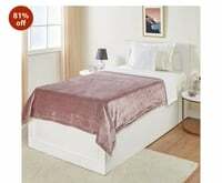 amazon basics Reversible Sherpa Flannel Blanket | Single Bed | 440 GSM | Superior Softness | Modern & Contemporary (Rose)

