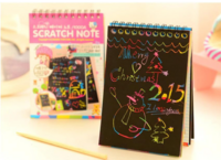 GLUN® Rainbow Scratch Notebook with Magical Vibgyor Color with Pencil Stick Notepad, Educational Toy for Kids Pack of 1