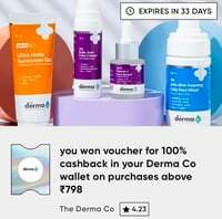 100 % cashback on orders above 798 + 5 % discount on prepaid orders - Derma
