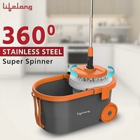Lifelong 12L Spin Floor Mop Set with Bucket with 360 Degree Spinner, Floor Cleaning & Mopping System