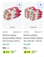 Instamart - Morisons Baby Dreams Baby Wipes 144 wipes