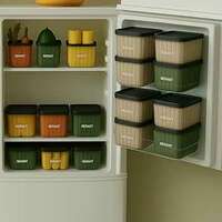 RERANT 1200ml Fridge Organizer Box Set | Pack of 6 | White Plastic Storage Containers for Kitchen & Freezer