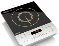Philips Viva Collection HD4928/01 2100-Watt Induction Cooktop, Soft Touch Button with Crystal Glass (Black)