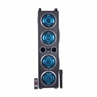 iNFiRe 250W Bluetooth Tower Speaker with USB, FM, Karaoke, AUX, Music System for Home FT-25000 | Wooden Cabinet Dual Subwoofer Speaker with Echo Sound | Remote Controlled Display (Black)