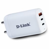 D-Link 65W Triple Port Fast Charger 2 Type-C & 1 USB-A for All Mobile Phones,Type C Enabled Laptops.Gan Technology.Easy to Carry.Your All in 1 Travel Companion.Free Type C-Type C(100W) Cable. - White