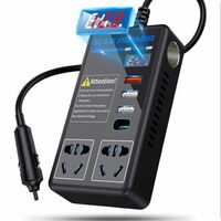 EBIZ HIVE 200W Car Power Inverter 12V DC to 110V AC Car Adapter for Plug Outlet, Car Mounted Converter Power Inverter with Type-C Port, 3 USB Ports, QC Port, 2 AC Outlets and 2 Cigarette Lighter Ports