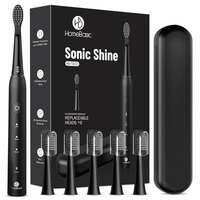 HOMEBASIC Sonic Electric Toothbrush – 6 Brush Heads, 3 Modes, 50-Day Battery, Travel Case (Black) At Just Rs.949
