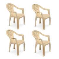 Nilkamal CHR2060 Plastic Mid Back with Arm Chair | Chairs for Home| Dining Room| Bedroom| Kitchen| Living Room| Office-Outdoor-Garden | Dust Free |100% Polypropylene Stackable Chairs (Marble Beige)