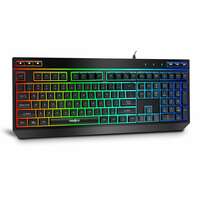 FRONTECH KB-0013 Wired Gaming Keyboard with RGB Backlighting, Membrane Keys, Retractable Stands, Ergonomic Design, USB Plug & Play, (KB-0013 - Black)