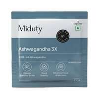 Miduty Ashwagandha 3X Supplement 500 Mg Serving - KSM 66 Ashwagandha - Triple Strength Formula for Mood Stability, Focus, Strength & Stress - 6 Capsules