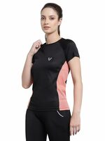 UZARUS Womens Dry Fit Workout Top Sports Gym T-Shirt (Black, M)