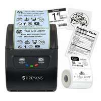 SHREYANS 58mm 2-in-1 Label & Receipt Thermal Printer | Includes 250 Free Labels | Prints Barcodes, Product Tags | Black