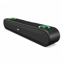 GOVO GoSurround 220 16W Bluetooth Sound bar, 2000 mAh Battery, 2.0 Channel with 52mm Drivers, Multicolor LED Lights with TWS, AUX, Bluetooth and USB (Platinum Black)