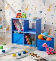 Amazon Brand - Solimo Nereid Engineered Wood Kids Storage Shelf (4 Shelves, Matte Finish, Blue)