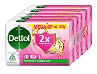 Dettol Skincare Moisturizing Beauty Bathing Soap Bar with Argan Oil (750gm) | Softer Skin, 150gm, Pack of 5