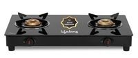 Lifelong 2 Burner Gas Stove Top for Kitchen - Automatic Ignition Cooktop Modern Glass Stove for Modular Kitchen, ISI Certified & Compatible with LPG - 1 Year Manufacturer's (Black, LLGS912)