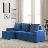 Solimo Spyro 4 Seater Fabric Interchangeable L-Shape Sofa (Ocean Blue)