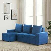 Amazon Brand - Solimo Spyro 4 Seater Fabric Interchangeable L-Shape Sofa (Ocean Blue)