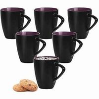 Treo by Milton Delta Coffee Mug, Set of 6, 240 ml Each, Ceramic Mugs, Microwave and Dishwasher Safe, Crockery Cup Set Ideal for Daily Use & Gifting, Black Glossy Finish