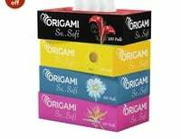 Origami 2 Ply Facial Tissue Box | Car Tissue - Pack of 4 (100 Pulls Per Box, 400 pulls  (800 sheets)