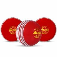 FitBox Sports Twenty20 Ball Pack of 3 Cricket Balls | 110gm Cricket Balls for Indoor & Outdoor - Red/White, Blend