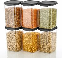 E-COSMOS Plastic Square Container Set for Kitchen Storage - 1100ml Containers | Unbreakable | Container & Container Set (Pack Of 6)