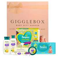GiggleBox Premium Baby Gift Hamper | Pampers Newborn Diapers & Wipes, Himalaya Baby Care with Pure Cow Ghee & Tedibar Soap | Essential Baby Care Set for Gifting & Daily Use