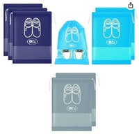 Lify Portable Travel Shoe Bags Shoe Organizer Space Saving Storage Bags- Medical Blue (3pcs), Navy Blue (3 pcs) & Light Grey (2 Pcs) 16 X 12'' Inches- 8 Piece Pack 