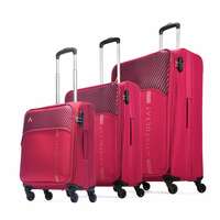 Aristocrat Striker Set of 3 Cabin, Medium & Large Size Soft Luggage (59 cm, 69 cm & 79 cm) | Spacious Polyester Trolley with 4 Wheels and Combination Lock | Dazzling Maroon | Unisex