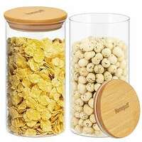 Homepuff 750ml Glass Canister Set of 2 – Airtight Storage with Bamboo Lids At Just Rs.599