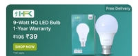 9-Watt HQ LED Bulb

1-Year Warranty

195 ₹39