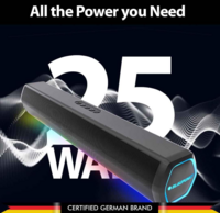 Blaupunkt Newly Launched SBA20 Pro 25W Bluetooth Soundbar with 2000mAh Battery I RGB Lights I Honeycomb Design I AUX, Bluetooth, USB & TWS I BT Speaker