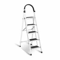 Sulfar Foldable 5-Step Ladder With Wide Anti-Slip Pedal - Sturdy Steel Folding Step Stool for Home, Kitchen, Garden, Office