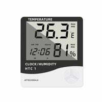 Digital Hygrometer Thermometer Humidity Meter With Clock LCD Display