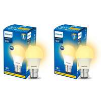 Philips 9-Watts B22 LED Warm White(Golden Yellow) LED Bulb, Pack of 2, (Ace Saver)