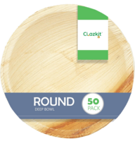 Clazkit 50 Pack Areca Deep Round Bowl Like Wooden Bamboo | Eco Friendly | 5 Inch