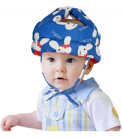 HUG PUPPY Baby Infant Toddler Helmet No Bump Safety Head Cushion Bumper Bonnet Adjustable Protective Multi Printed Cap Child Safety for Running Walking Crawling Safety Helmet for Kids (Light Blue)