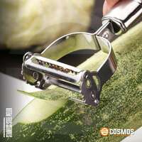 E-COSMOS Professional Grade Stainless Steel 2 in 1 Julienne Cutter - Perfect for Potatoes, Cucumbers & Creative Cooking (Silver) (EC-02)