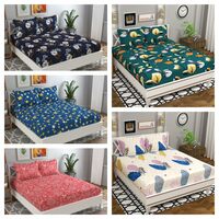 HOMEKART Cotton Combo of 5 Double Bedsheet with 10 Pillow Covers Elegant Designs